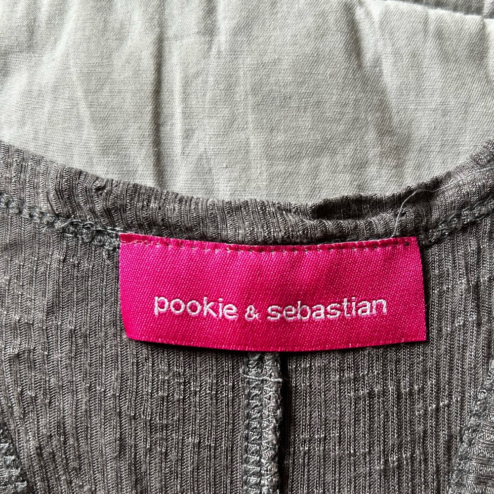 Pookie & Sebastian Grey Ribbed Racerback Tank Top - Picture 4 of 6